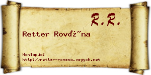 Retter Rovéna névjegykártya